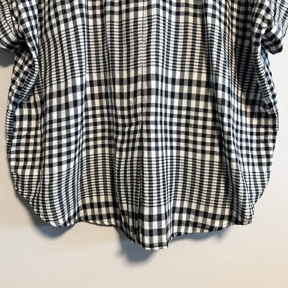 Madewell Hayden Double-Faced Popover Top in Breeney Plaid Size XL Black White - Picture 10 of 14
